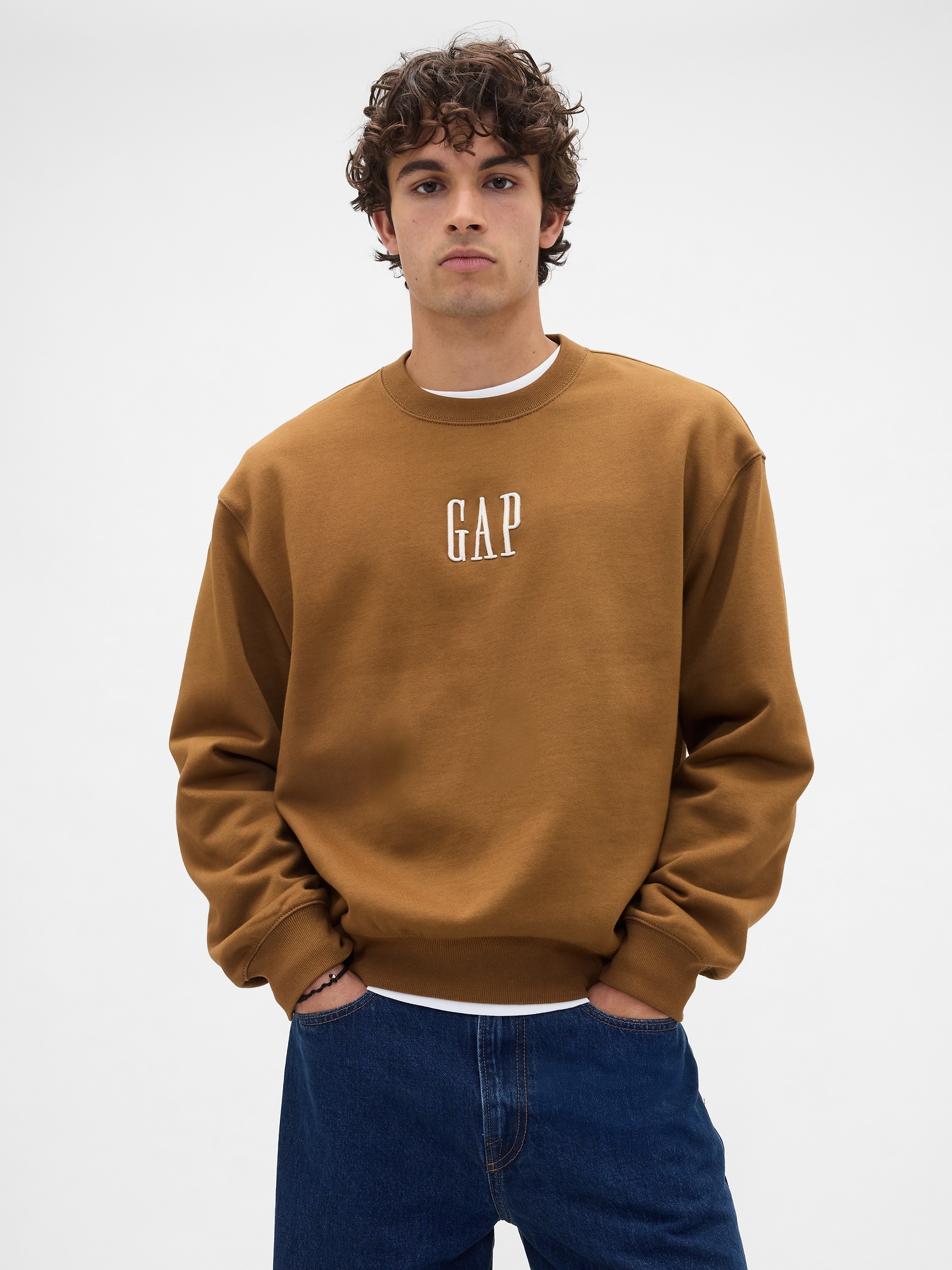 Gap Heavyweight Oversized Logo Sweatshirt In Brown