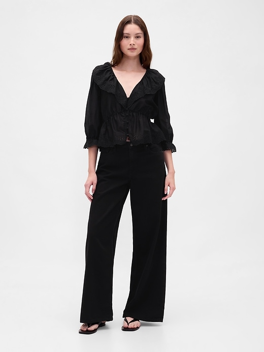 Image number 2 showing, Ruffle Collar V-Neck Top