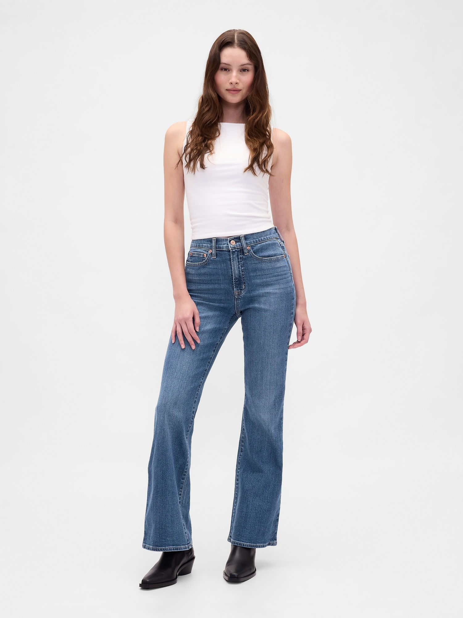 High Rise '70s Flare Jeans - Blue
