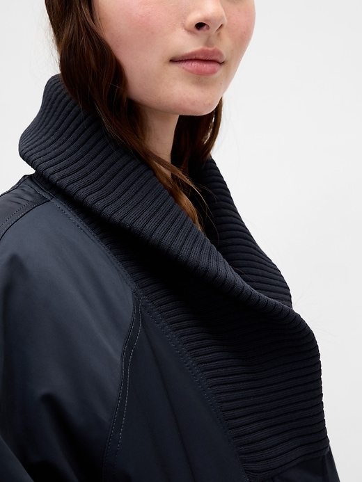 Image number 4 showing, Oversized Knit-Trim Bomber Jacket