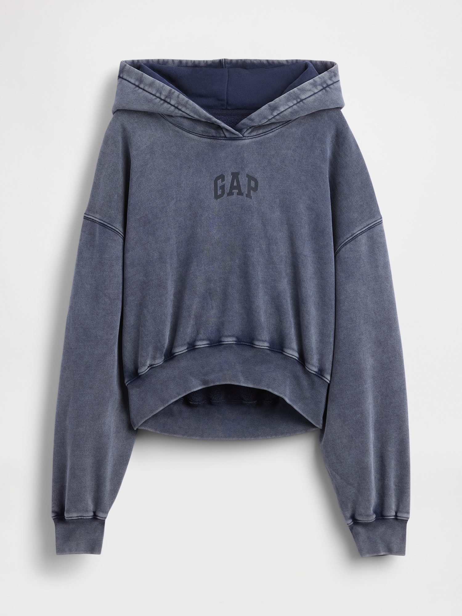 Gap Vintagesoft Crop Logo Hoodie In Blue