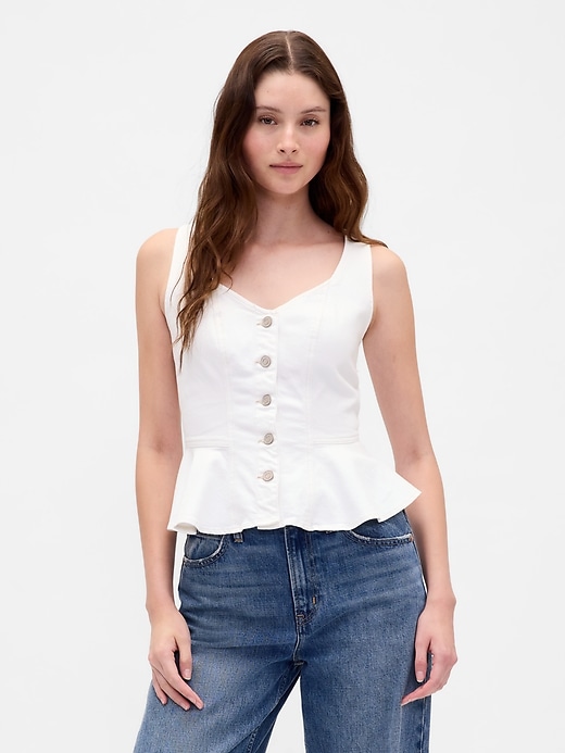 Image number 1 showing, Denim Peplum Crop Tank Top