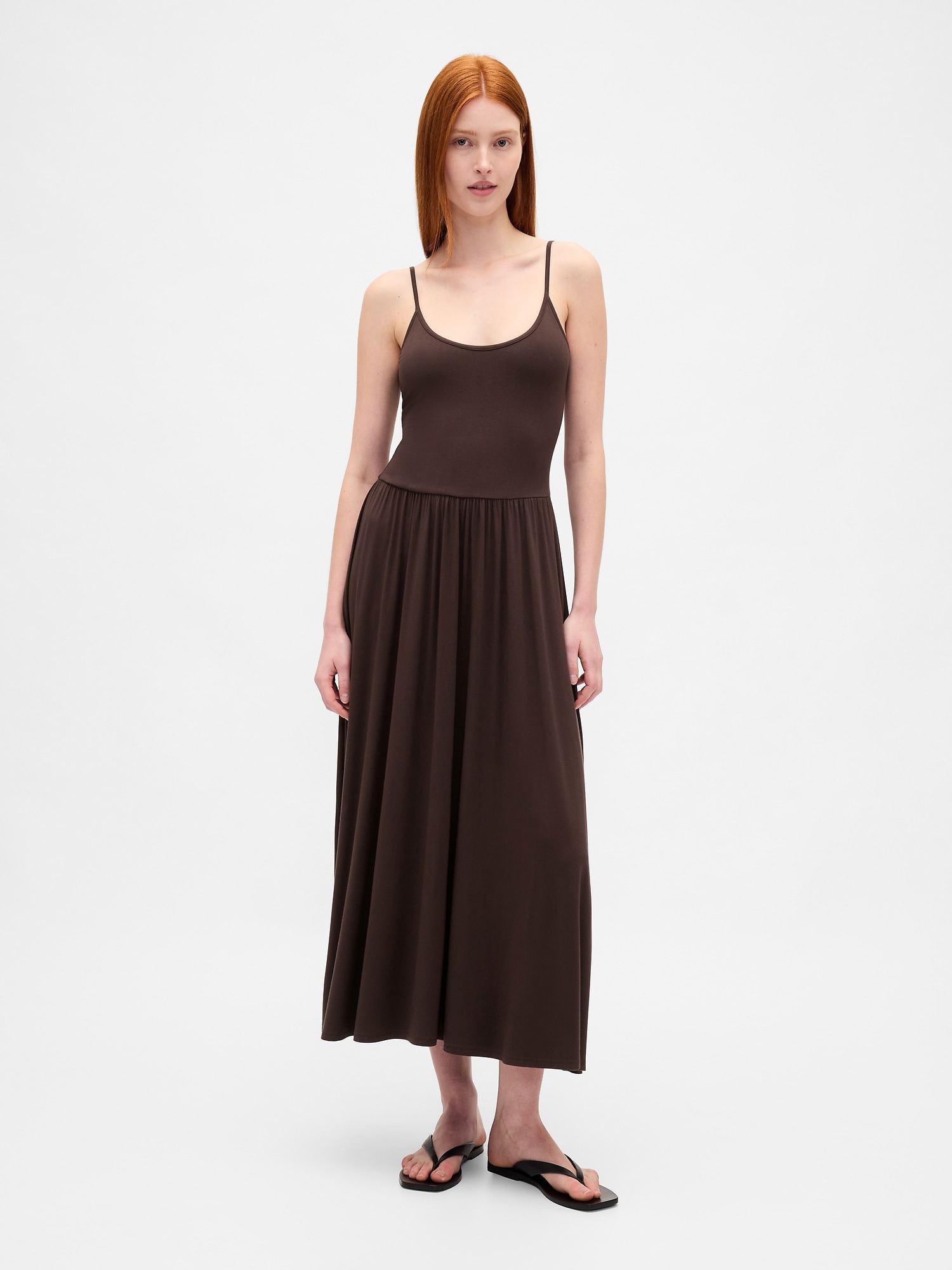 Scoop Neck Maxi Dress - Terra Brown