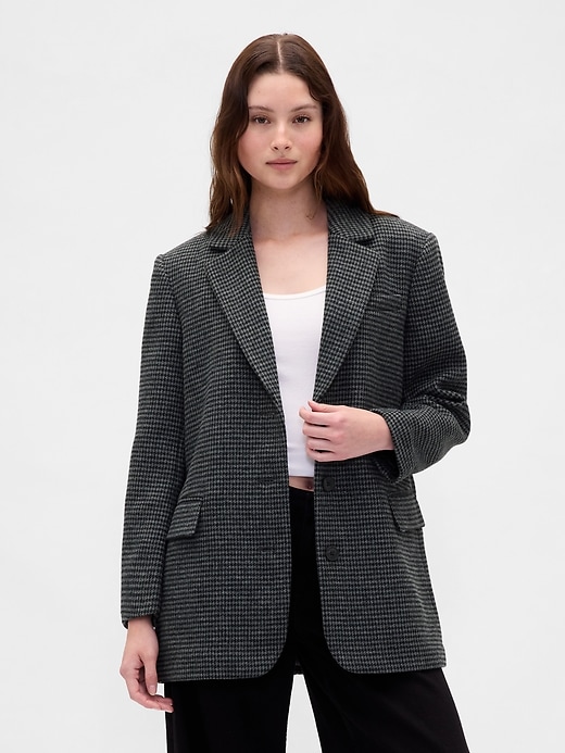 1 of 8 showing, with the color Grey plaid of product Relaxed Houndstooth Blazer