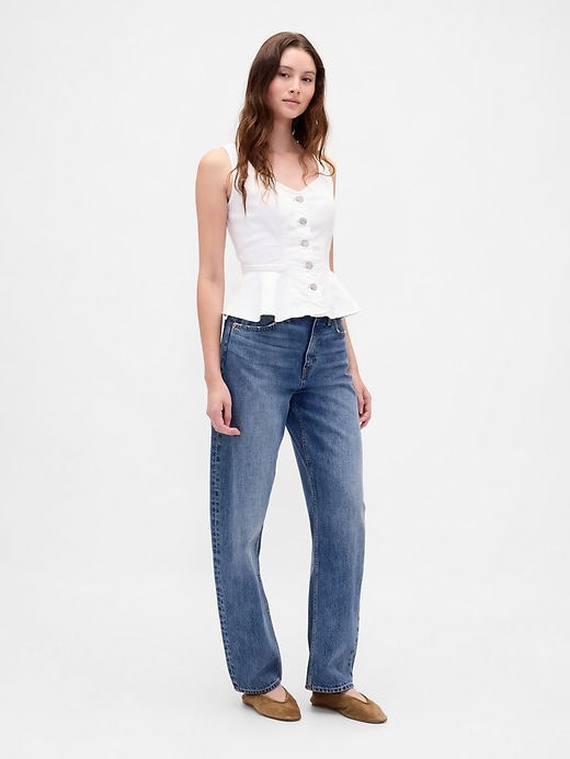 Image number 2 showing, Denim Peplum Crop Tank Top