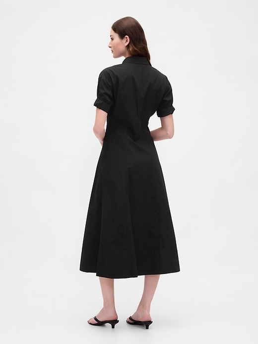 Image number 2 showing, Poplin Roll-Cuff Midi Shirtdress