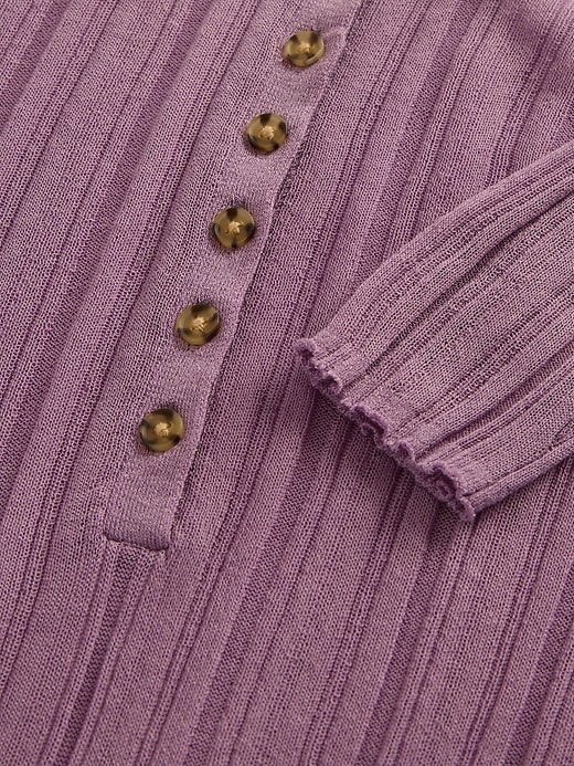 Image number 4 showing, Sheer Rib Henley Sweater