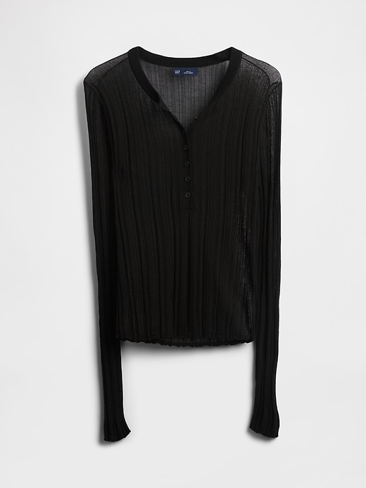Image number 5 showing, Sheer Rib Henley Sweater
