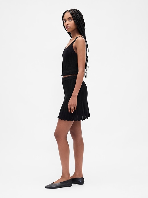 Image number 3 showing, 100% Cotton Pointelle Mini Skirt