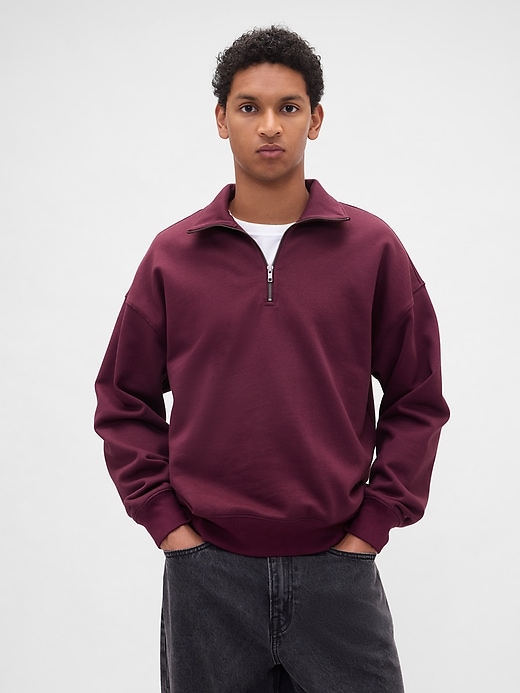 Image number 1 showing, Heavyweight Oversized Quarter-Zip Pullover