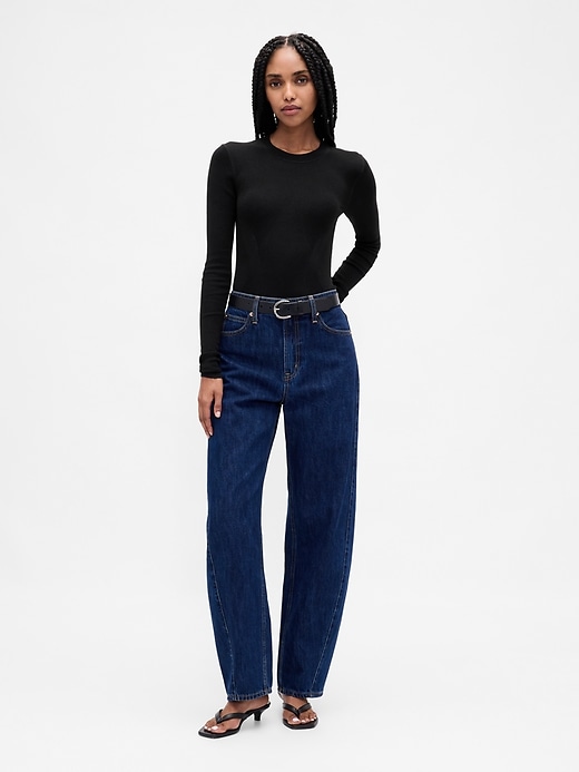 2 of 8 showing, with the color Black of product Sheer Rib Bodysuit