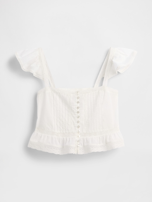 Image number 6 showing, Lace Ruffle Voile Peplum Crop Top