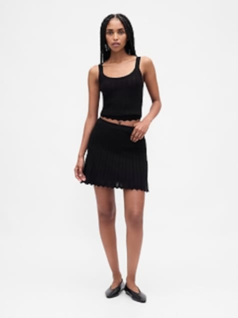 100% Cotton Pointelle Mini Skirt