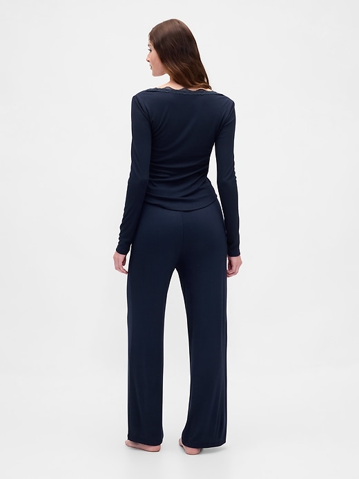 Image number 3 showing, Mini Rib Wide-Leg PJ Pants