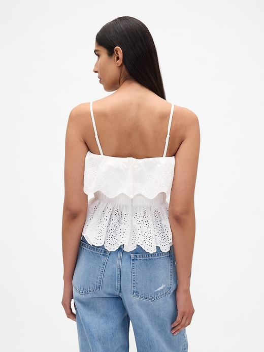 Image number 3 showing, Poplin Eyelet Ruffle Top