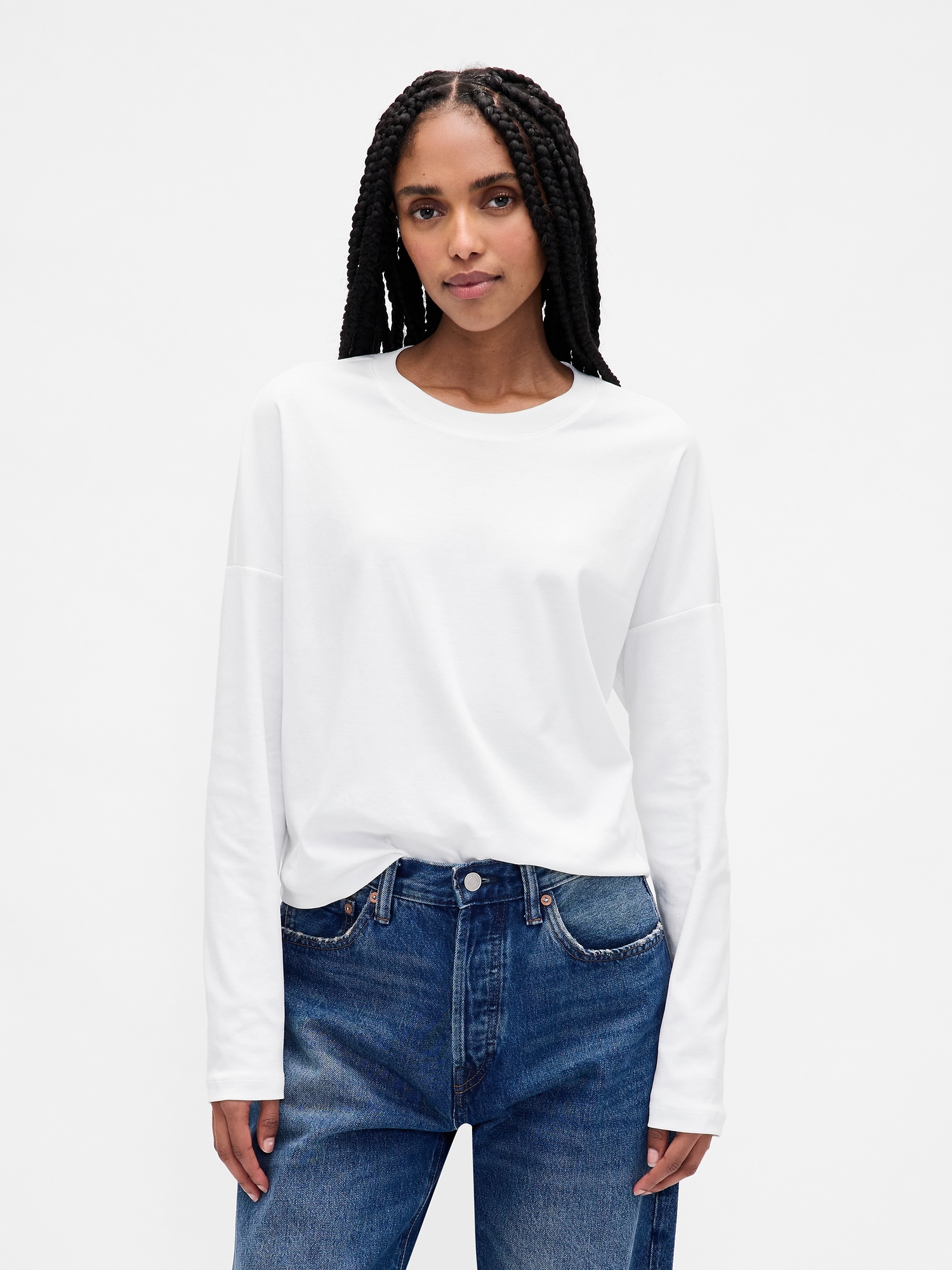 Gap Supima® Cotton Oversized Crop T-shirt In White