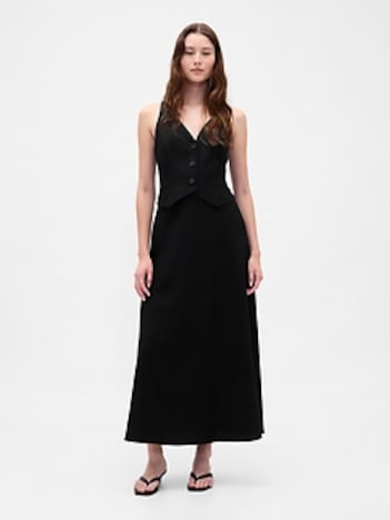 Linen-Blend Vest Maxi Dress