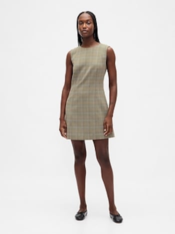 High-Neck Mini Shift Dress