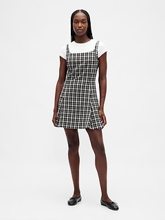 Square-Neck Pleated Mini Dress