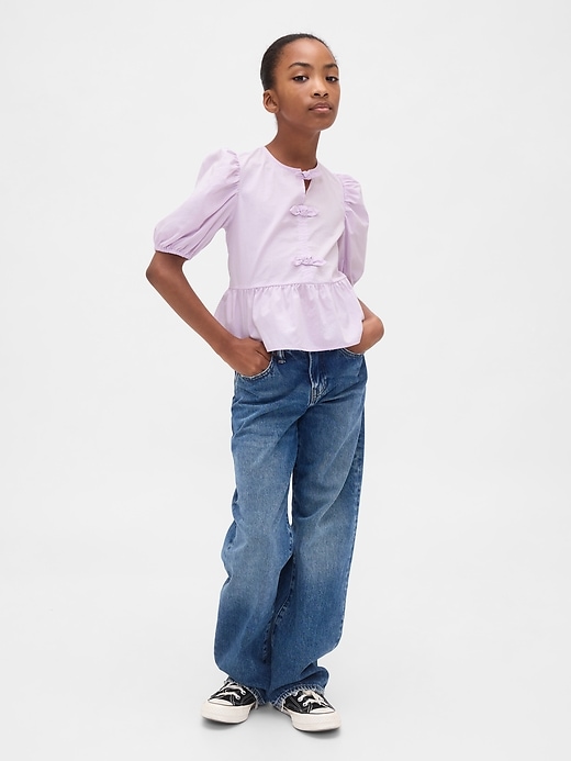 Image number 4 showing, Kids Puff-Sleeve Peplum Top