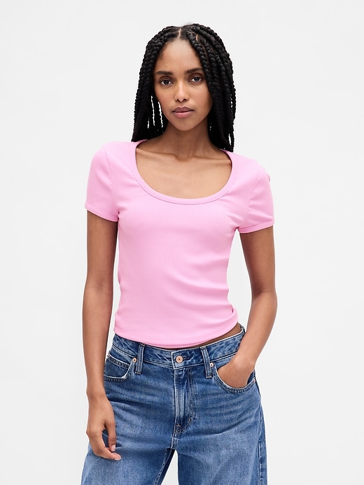 Image number 1 showing, Modern Rib Scoop Crop T-Shirt