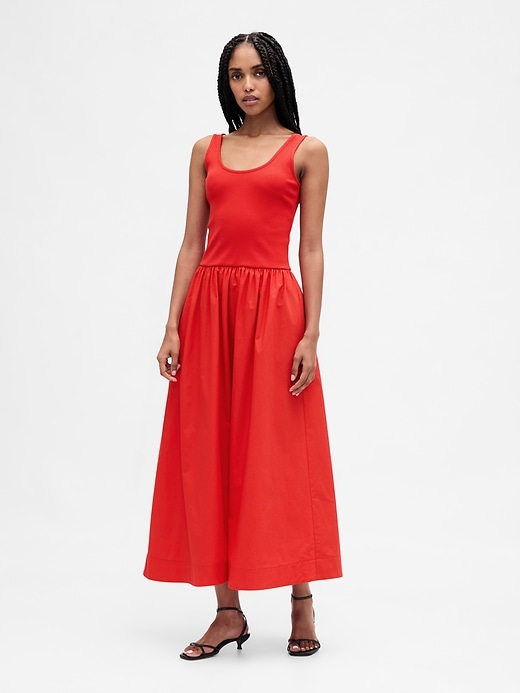 Image number 1 showing, Mixed Media Drop-Waist Maxi Dress