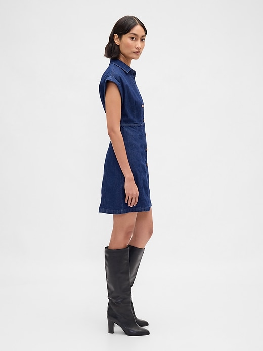 Image number 3 showing, Denim Seamed Mini Dress