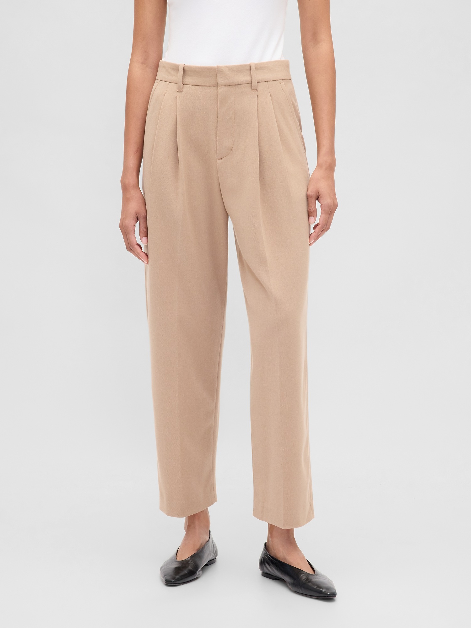 Женские брюки Gap 365 High Rise Brushed Twill Taper Ankle Trousers, цвет: Верблюжий рыжевато-коричневый — фото 2