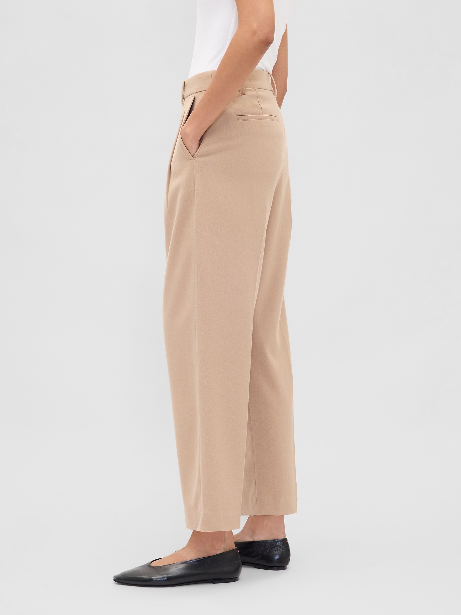 Женские брюки Gap 365 High Rise Brushed Twill Taper Ankle Trousers, цвет: Верблюжий рыжевато-коричневый — фото 3
