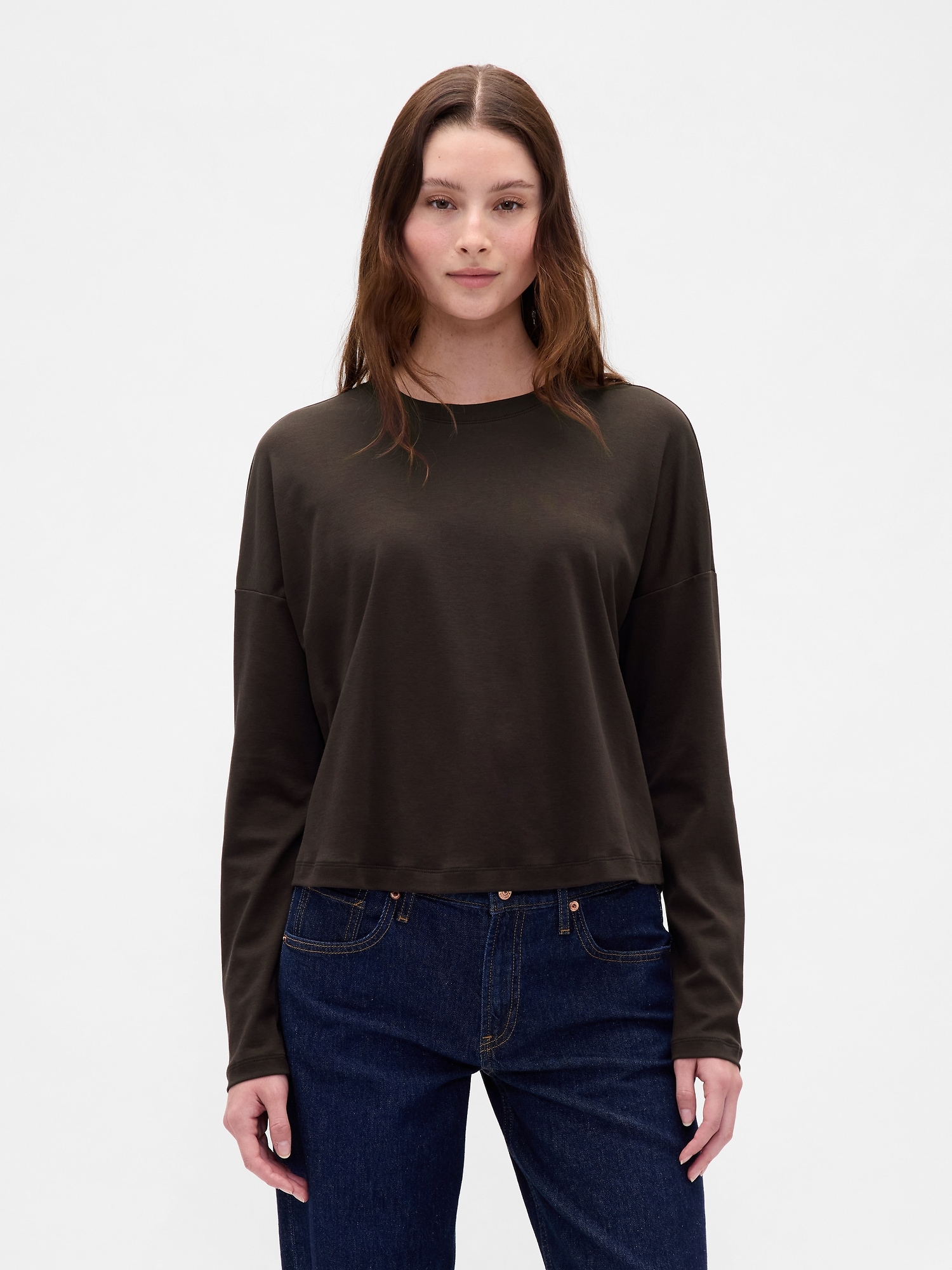 Gap Supima® Cotton Oversized Crop T-shirt In Brown