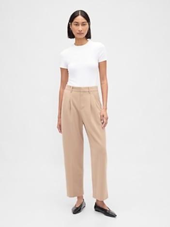 365 High Rise Brushed Twill Taper Ankle Trousers