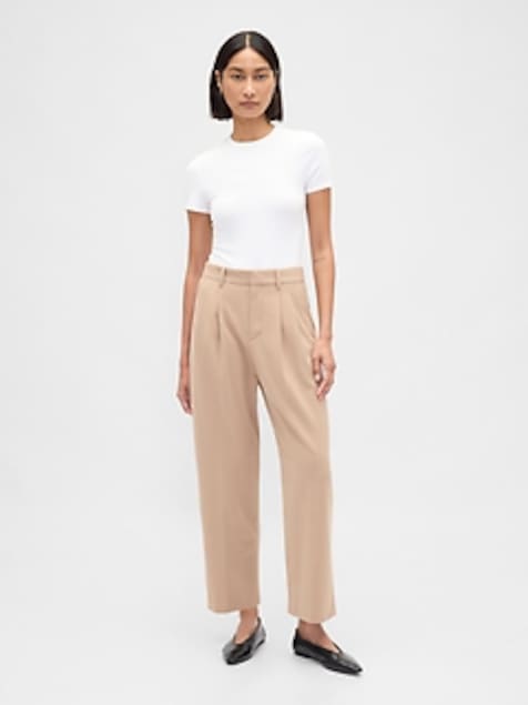 365 High Rise Brushed Twill Taper Ankle Trousers
