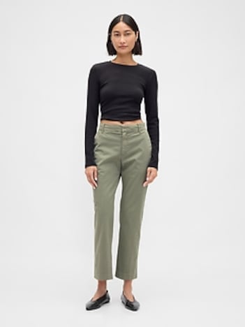 Mid Rise Straight Khakis