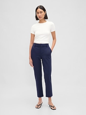 High Rise Ponte Slim Crop Pants