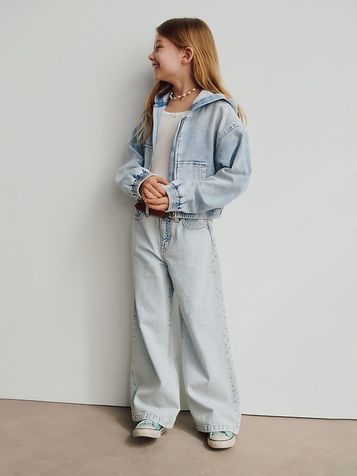 Image number 1 showing, Kids High Rise Stride Wide-Leg Ankle Jeans