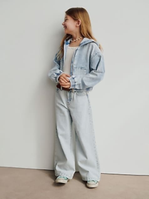 Kids High Rise Stride Wide-Leg Ankle Jeans