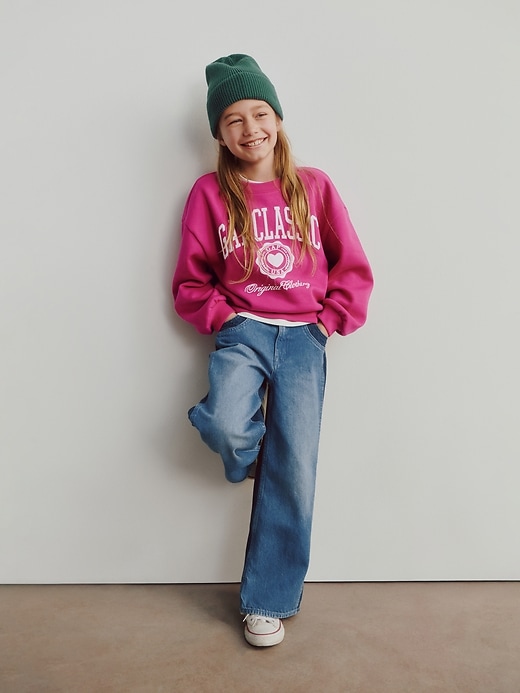 Image number 1 showing, Kids High Rise Stride Wide-Leg Ankle Jeans