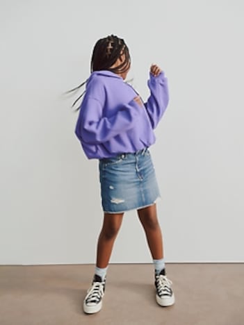 Kids High Rise Denim Skirt