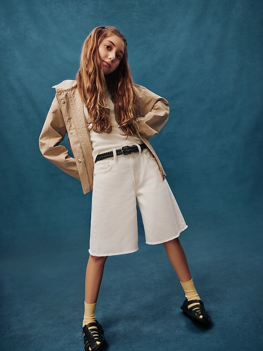 Image number 1 showing, Kids Mid Rise Longline Denim Shorts