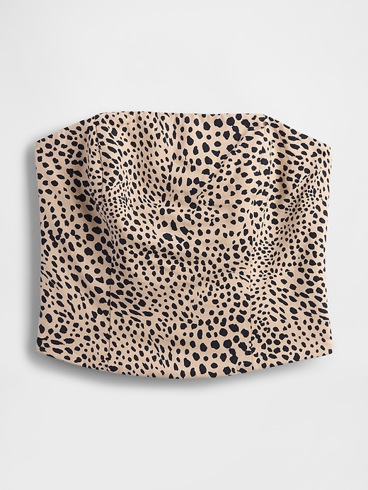 Image number 4 showing, Linen-Blend Strapless Corset Crop Top
