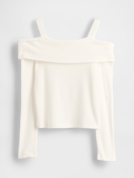 Image number 2 showing, Kids Softspun Rib Off-Shoulder Sweater Top