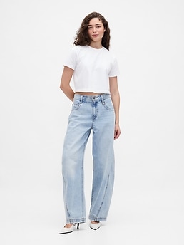Gap × BÉIS High Rise Barrel Jeans - Blue