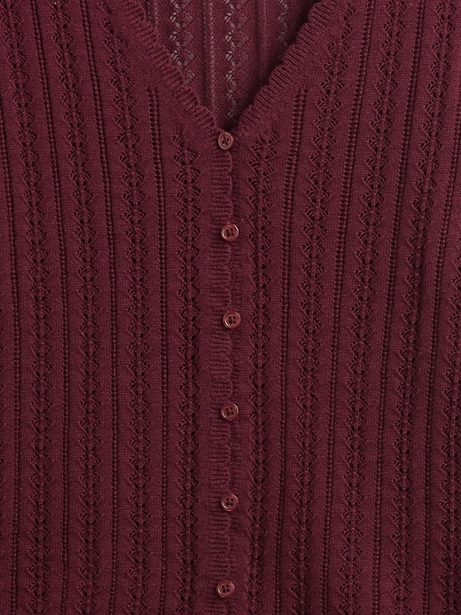 Image number 4 showing, 100% Cotton Pointelle Cardigan