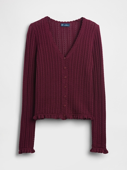 Image number 5 showing, 100% Cotton Pointelle Cardigan