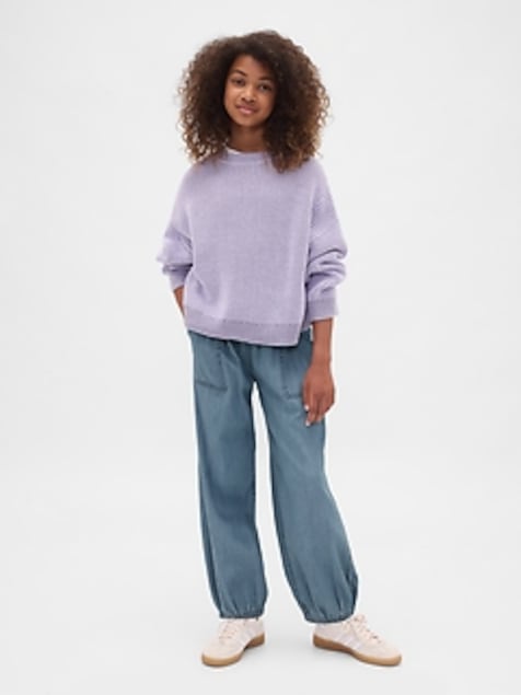 Kids High Rise Denim Baggy Joggers