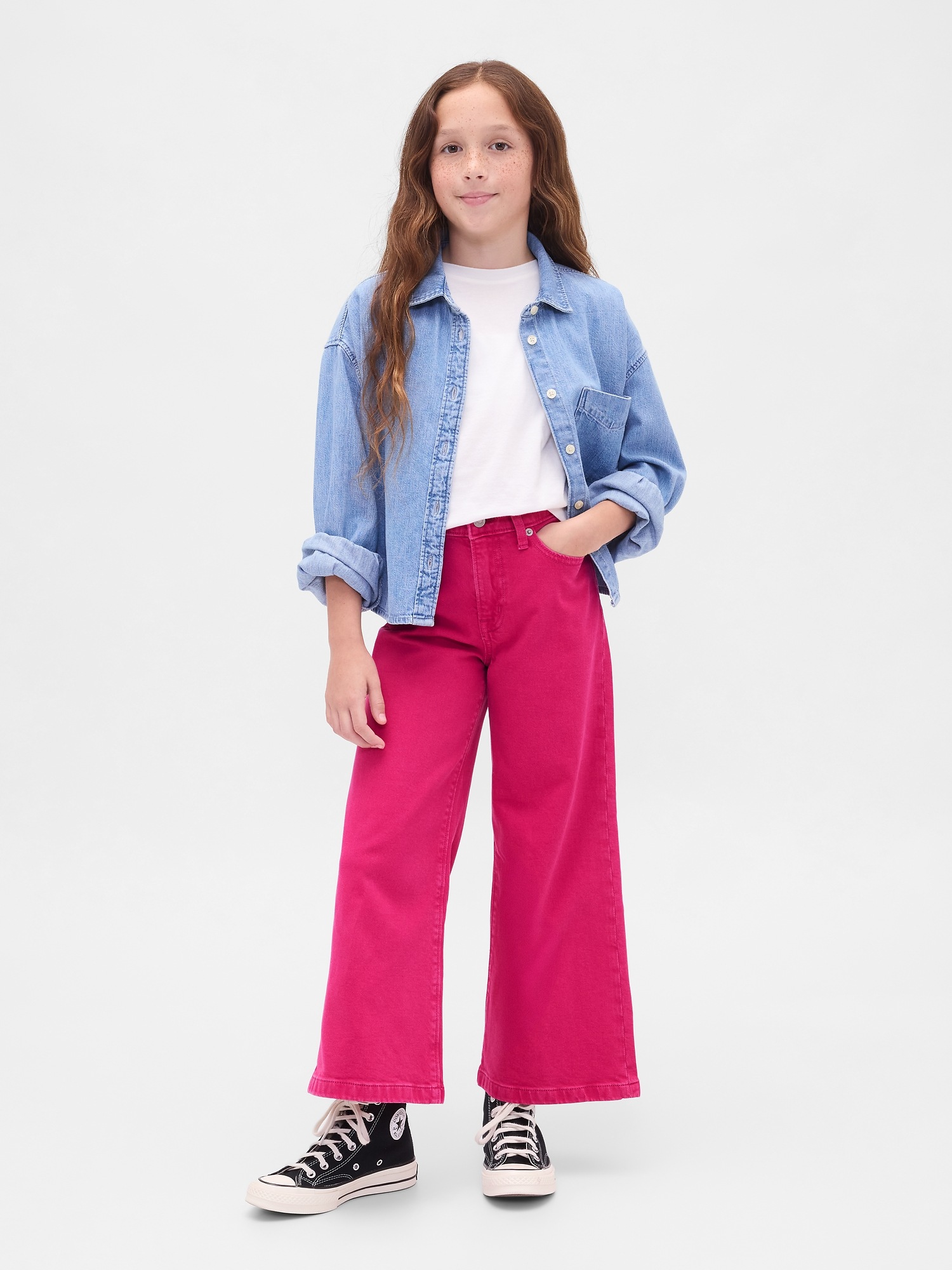 Детские джинсы Gap Kids High Rise Stride Wide-Leg Ankle Jeans