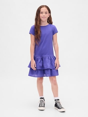 Kids Drop-Waist Ruffle Dress