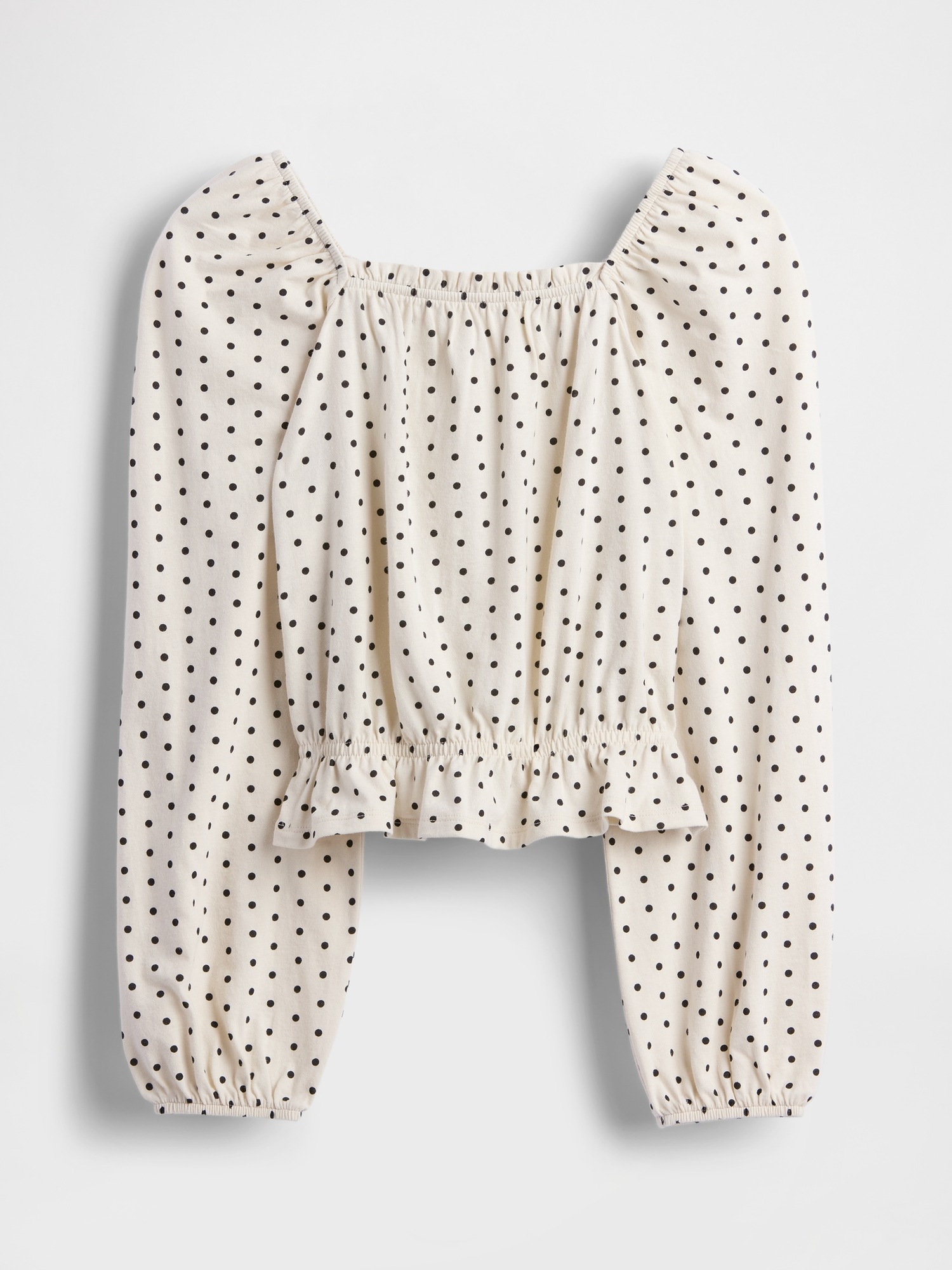 Детский топ Gap Crinkle Peplum Top, цвет: Чёрный с принтом — фото 2