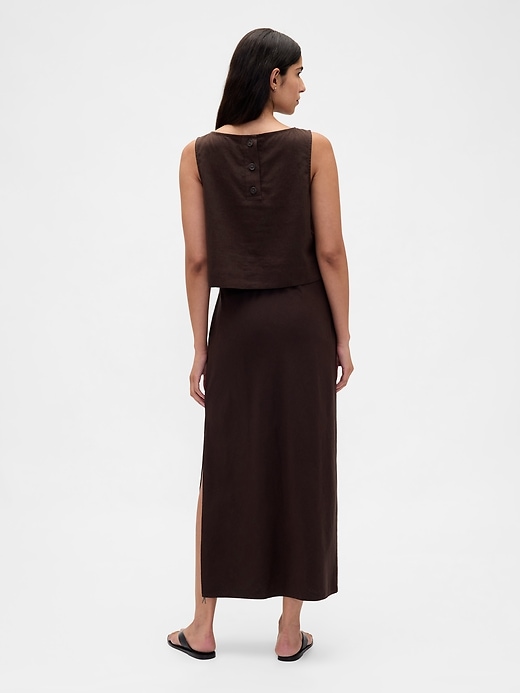 Image number 2 showing, Linen-Blend Midi Skirt