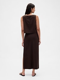 Linen-Blend Midi Skirt